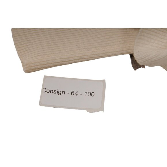 Agnona Womens Perforated Sweater Large Cream Cashmere Knit Crew Neck Pullover - Picture 7 of 7